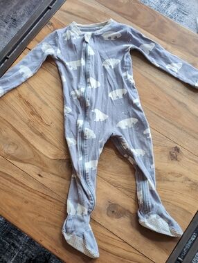 Zippyjamz Gray Polar Bear Print Onesie
